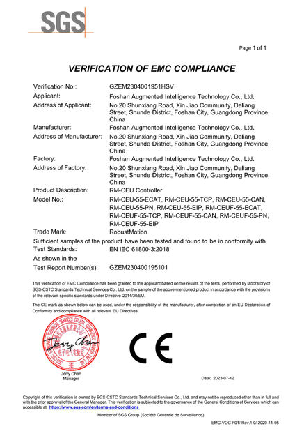 China Foshan Augmented Intelligence Technology Co., Ltd certificaten